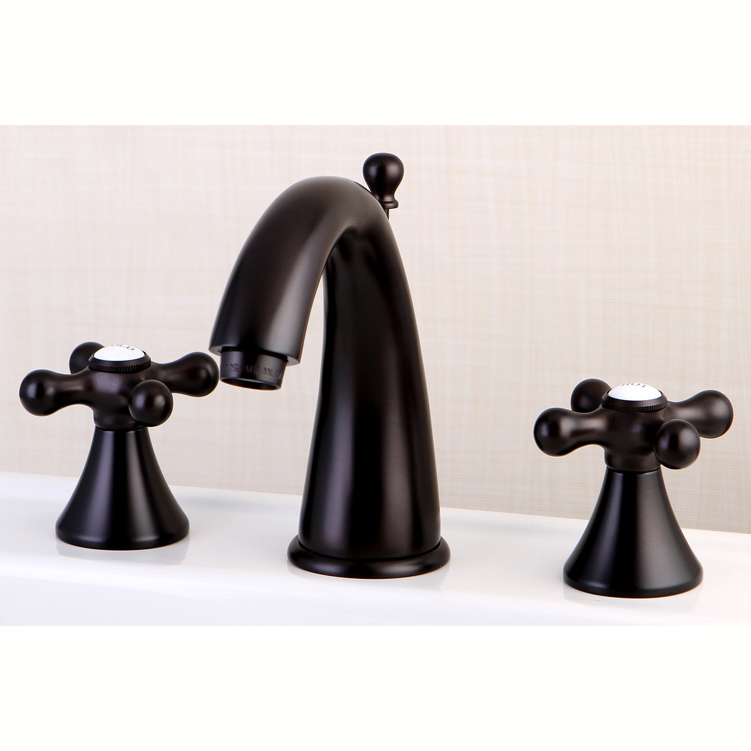 Kingston Tulare KS2975AX - Naples Two-Handle 3-Hole Deck Mount Widespread Bathroom Faucet with Brass Pop-Up, Oil Rubbed Bronze — thumbnail 2